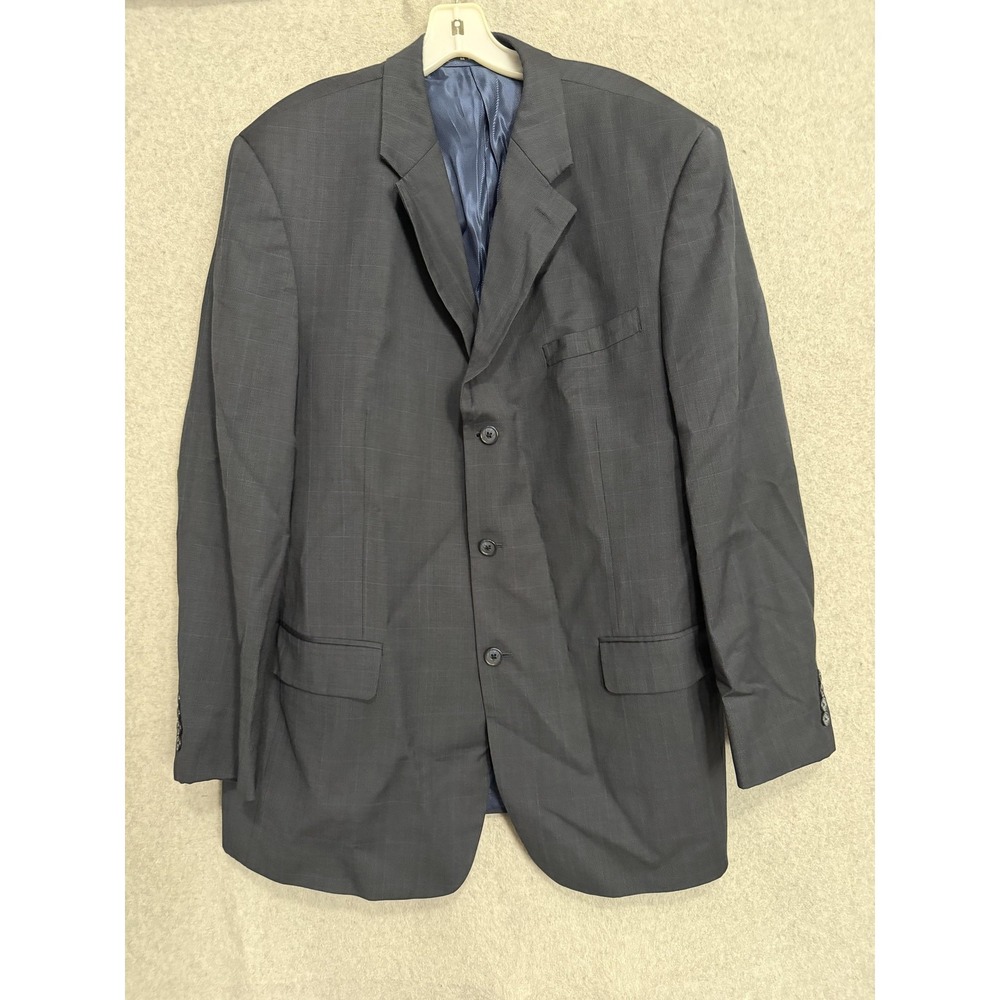 Paul Fredrick Suit Jacket Mens‎ 44L Gray Wool Cashmere Check Business Formal